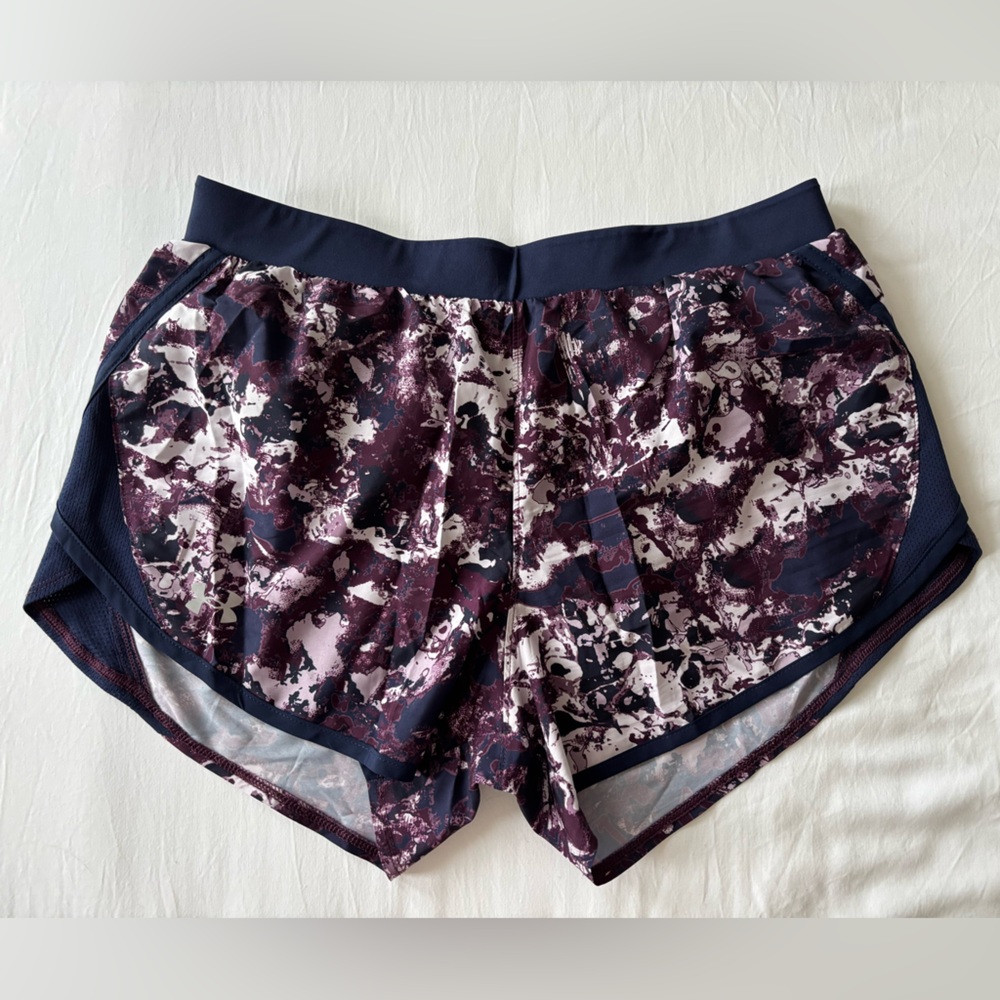 PRE-OWNED Under Armour Women's Athletic Shorts - Purple and Navy | M